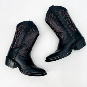 Cody James Kids Black & Red Leather Cowboy Boots 1D